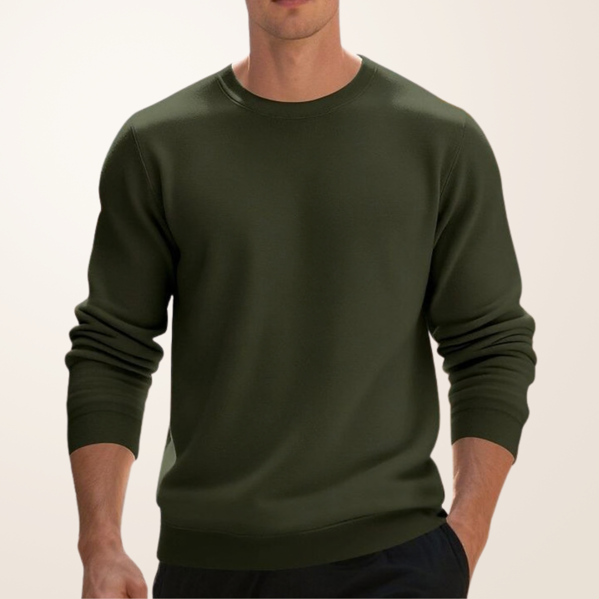 Army Green Fleece Sweatshirt – Soft Warm Casual Pullover
