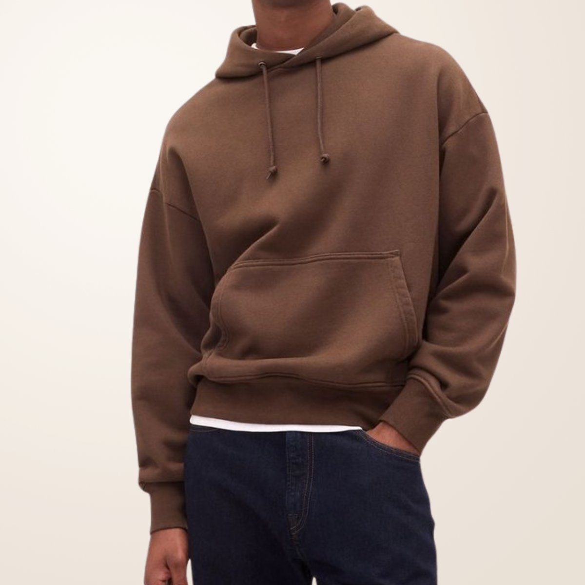 Brown Fleece Hoodie – Classic Pullover with Adjustable Hood