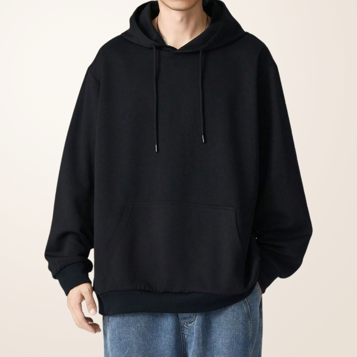 Black Fleece Hoodie – Classic Warm Pullover