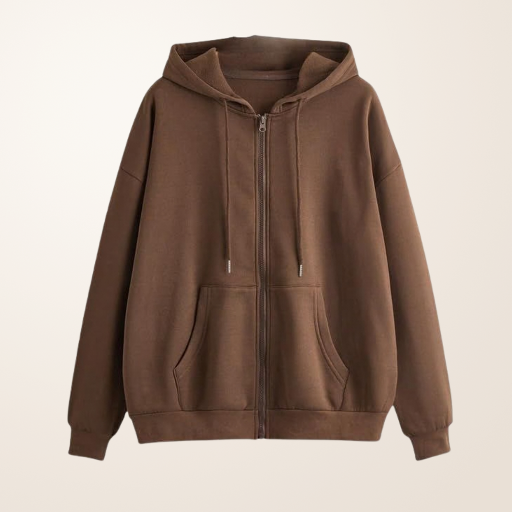 Brown Fleece Hoodie – Classic Pullover with Adjustable Hood